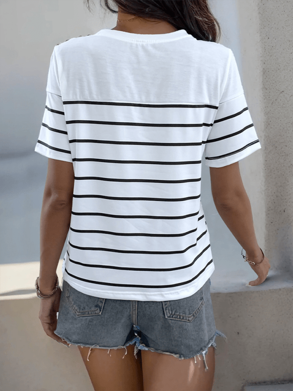 New women's casual short sleeve striped t-shirt - Top